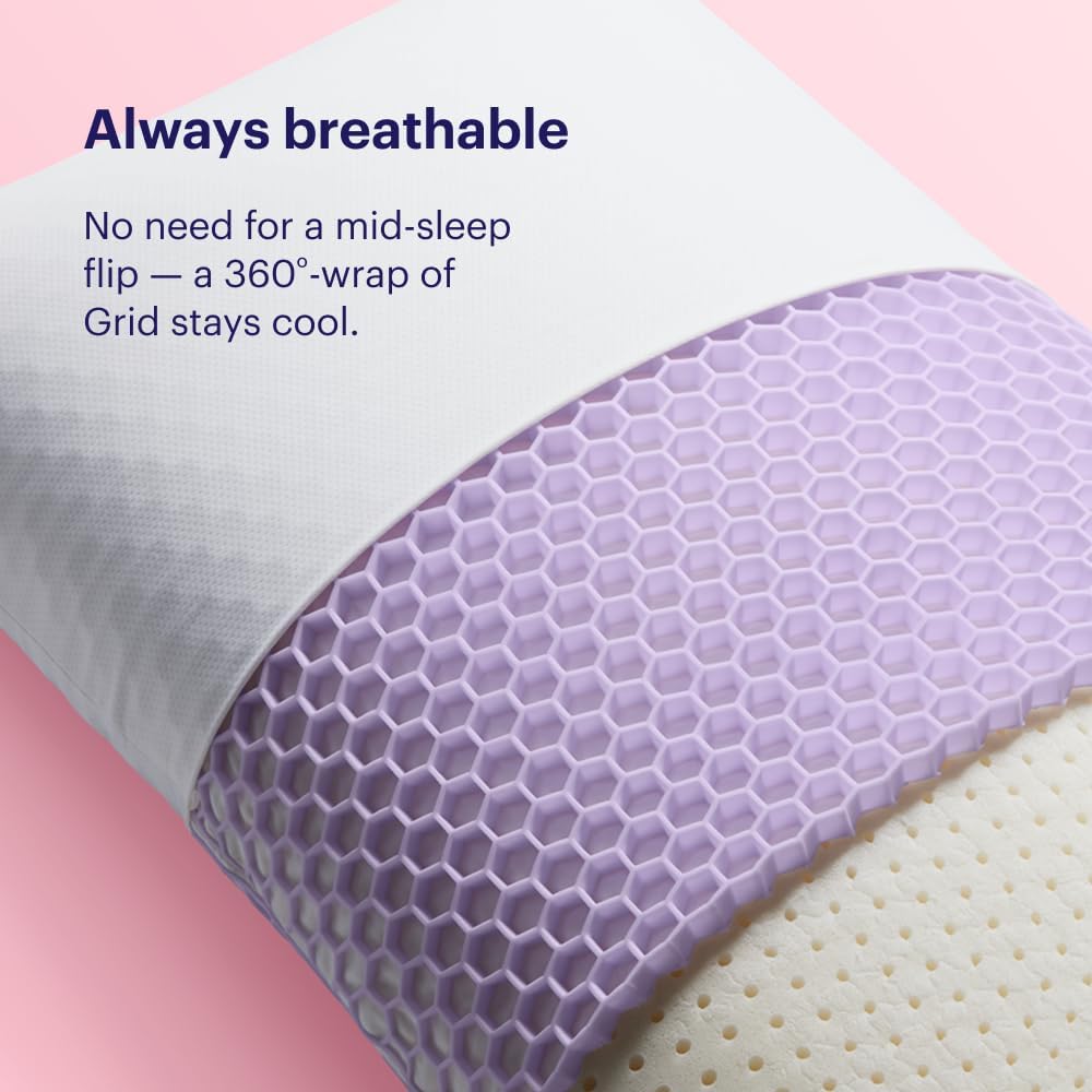 Purple Harmony Pillow - Standard - Medium, Greatest Pillow Ever Invented, 360º Hex Grid & Talalay Latex Core - No Pressure Support, Stays Cool, Luxurious Comfort