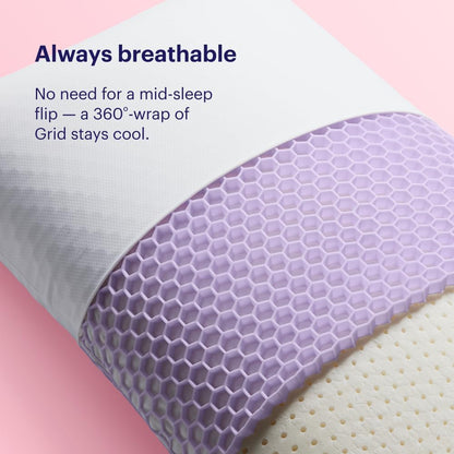 Purple Harmony Pillow - Standard - Medium, Greatest Pillow Ever Invented, 360º Hex Grid & Talalay Latex Core - No Pressure Support, Stays Cool, Luxurious Comfort