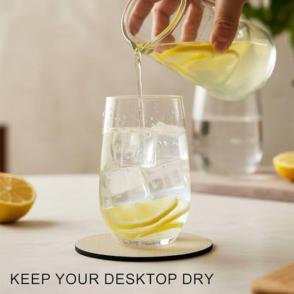 Cream Thin Lines Coasters Set of 6, Absorbent Coasters