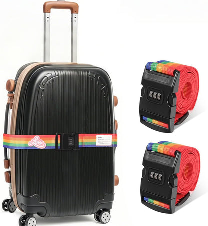 Adjustable Luggage Straps with Combination Lock – 4 Pack Bright Colors, Quick-Release Buckle, Secure Travel Luggage Straps for Added Safety（Multicolour）