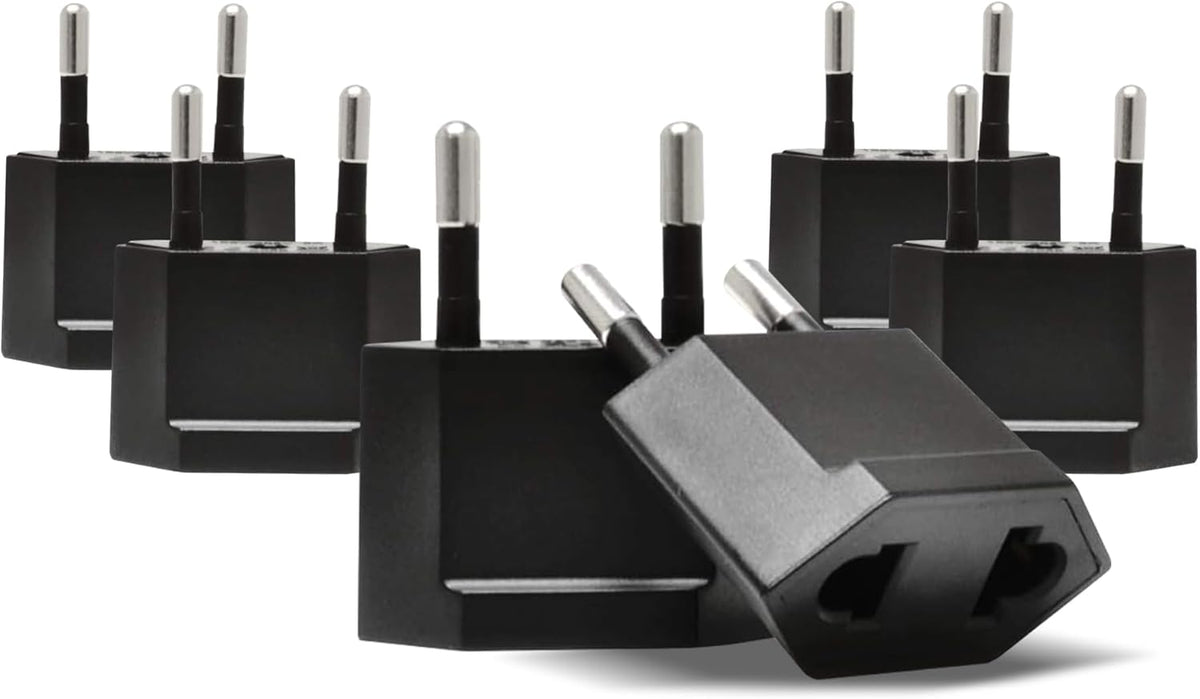 Ceptics USA, Canada to European Plug Adapter - Type C Adapter compatible in Europe, Canada to European travel plug adapter Ideal for Phones, Camera & more - CE Certified - RoHS Compliant - 6 Pack