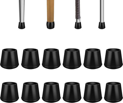 1-1/4” Round Rubber Chair Leg Tips Caps, Chair Leg Floor Protectors Furniture Legs Caps Non Slip Reduce Noise for Hardwood Floors (Black, 8 Pack)