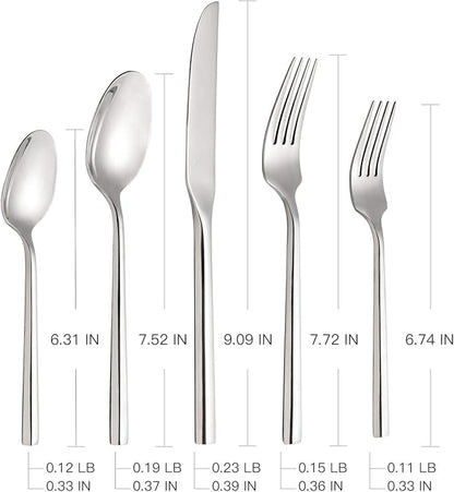 Silverware Set Flatware Set 40 Pieces Stainless Steel Cutlery Set Hexagonal Pattern Mirror Finished Home Daily Use Housewarming Wedding Gift Service for 8