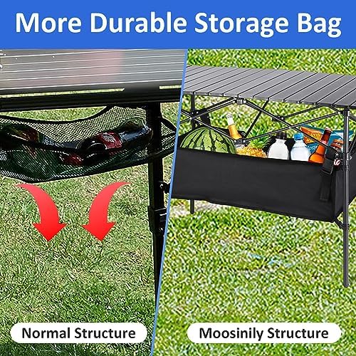 Moosinily Camping Table 4Ft Lightweight Metal Folding Picnic Camp Table Portable Roll-Up Design for Outdoor, Camp, Beach, BBQ, Patio, and Picnic with Carrying Bag 47.2''x21.6''x 19.69''