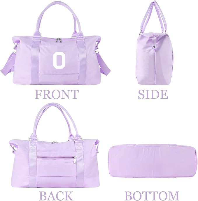 Daughter Niece Gifts for Teen Girl Kids, Initial Travel Duffel Bag Sports Gym Bag Personalized Gifts Weekender Bag，Monogram Overnight Bag Cute Dance Bag Birthday Bridesmaid Gifts for Women(Purple, O)