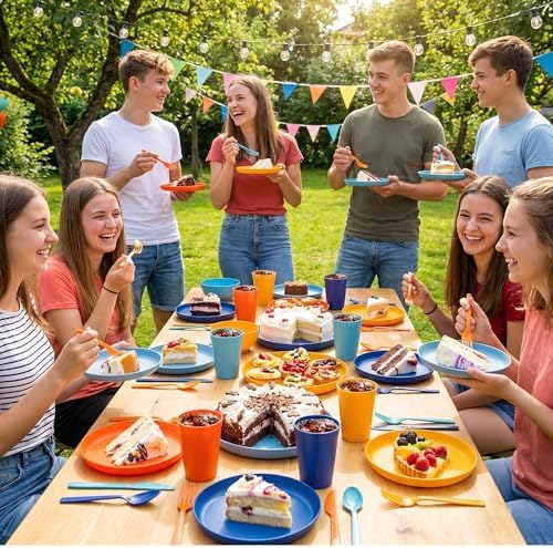 56 Piece Dinnerware Set for 8, Unbreakable Plates and Bowls Sets