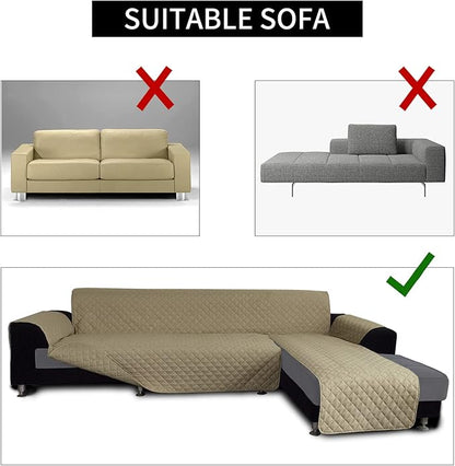 Easy-Going Sofa Slipcover L Shape Sofa Cover Sectional Couch Cover Furniture Protector Mat for Pets Dog Cat (X-Large, Beige/Beige)