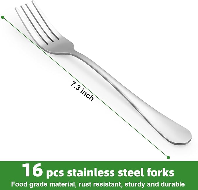 16 Piece Dinner Forks Set, Food-Grade Stainless Steel Forks Silverware