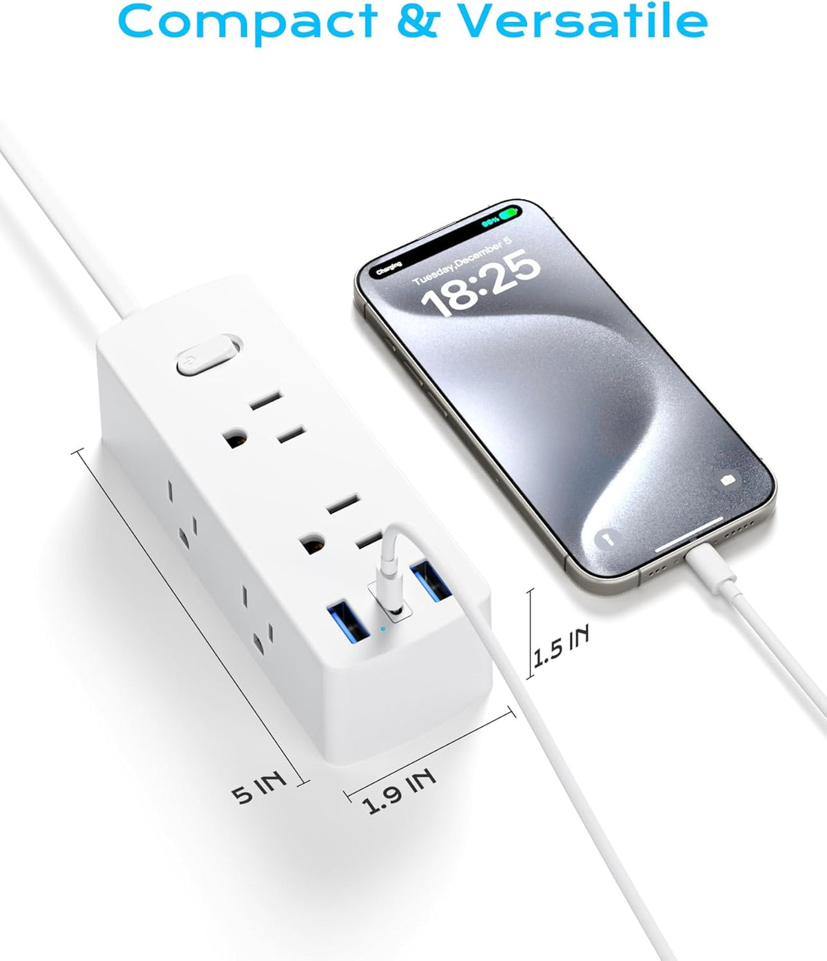 European Travel Plug Adapter, Olcorife Universal Travel Adapter for EU UK US AUS, 6 Outlets 3 USB Ports with 5ft Extension Cord, International Power Adapter for US to Europe UK AUS
