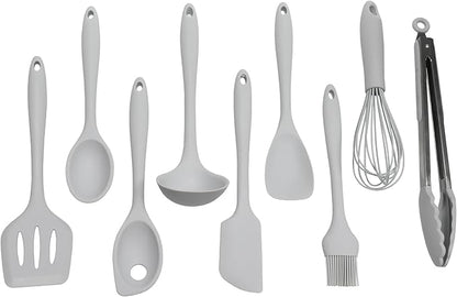 Chef Craft - Premium Silicone Kitchen Tools and Utensils Set, Non-Scratch, Withstands Temperatures up to 450°F, BPA-Free, 9 Piece Cooking Utensils Set, Gray