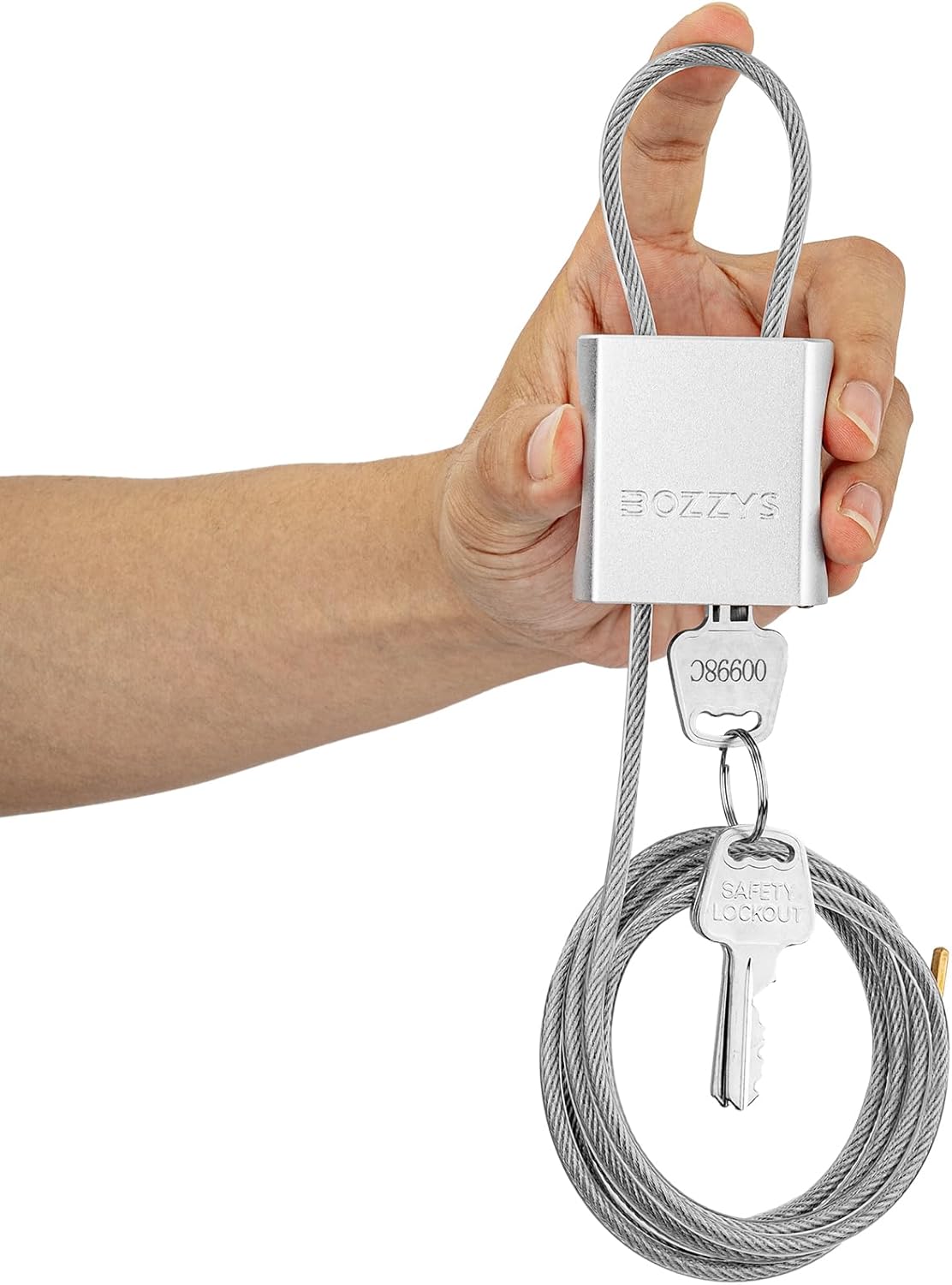 Adjustable Cable Locks with 3 Keys | 6.56ft L x 1/6in D Aluminum Steel Cable Padlock for Bikes, Gate, Lockers & Outdoor Gear | Keyed Different & Silver