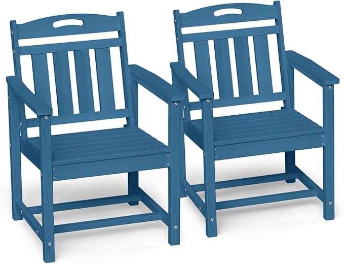 Ciokea HDPE Outdoor Patio Dining Chairs Set of 2, All-Weather Porch Chair