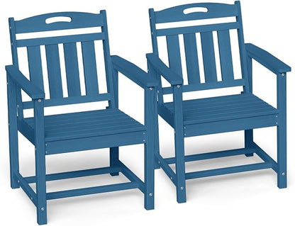 Ciokea HDPE Outdoor Patio Dining Chairs Set of 2, All-Weather Porch Chair