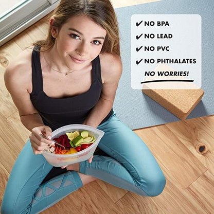 Zip Top Reusable Food Storage Bags | 3 Bag Set [Gray] - 2 Sandwich, 1 Snack | Silicone Meal Prep Container | Microwave, Dishwasher and Freezer Safe | Made in the USA