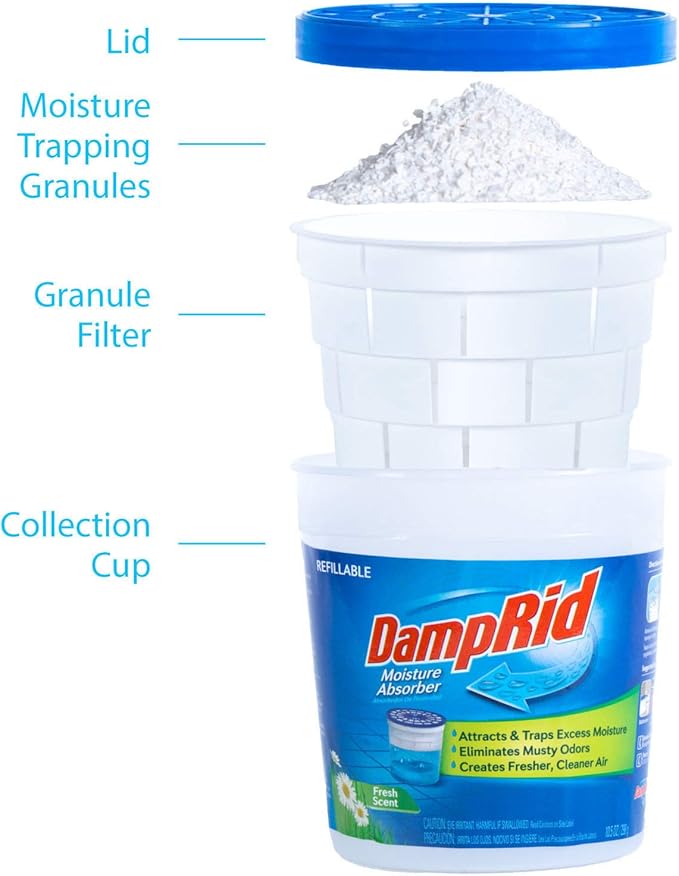 DampRid Fresh Scent Refillable Moisture Absorber - 10.5oz cup – Traps Moisture for Fresher, Cleaner Air