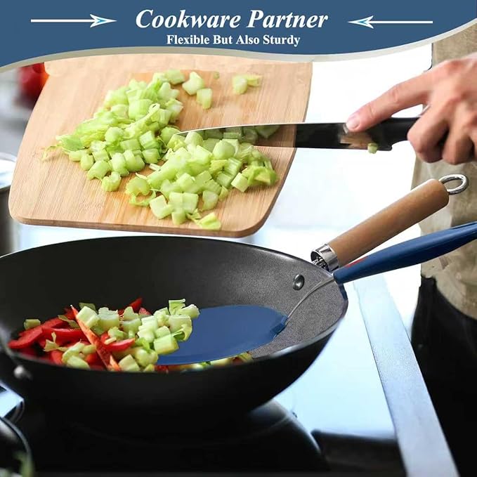 Silicone Spatula, Heat Resistant Kitchen Utensils for Non-Stick Cookware, Wide Slotted Pancake Spatulas Turner with Seamless Thin Edges for Egg, Omelette, Fish Slice (Half-Round Spatula)