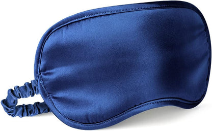 LULUSILK Mulberry Silk Sleep Eye Mask Blindfold with Elastic Strap Headband, Soft Eye Cover Eyeshade for Night Sleeping, Travel, Nap (Navy Blue)