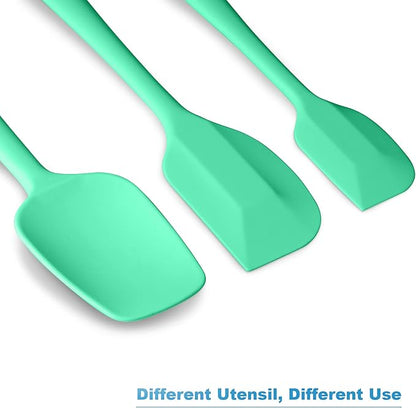 Silicone Spatula 3-piece Set, Ergonomic Handle High Heat-Resistant Spatulas, Non-stick Rubber Spatulas with Stainless Steel Core, Macaron Green