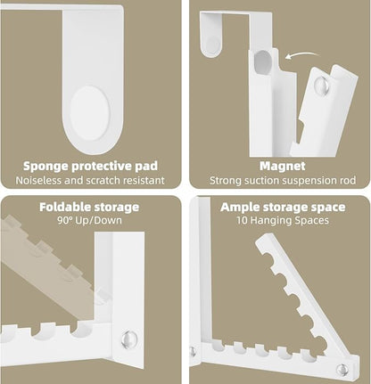 BAKON Over The Door Hooks, Small Space Double Folding Portable Over The Door Drying Rack for Laundry, Bathroom, Bedroom, Travel Storage and Drying (1Pack,White)