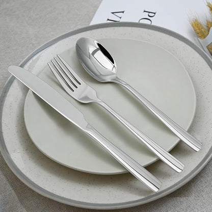 Silverware Set,18/10 Stainless Steel 18Piece Silverware Set For 6,With Dinner Knives Spoon Forks Set for Home, Kitchen and Restaurant, Mirror Polished& Dishwasher Safe