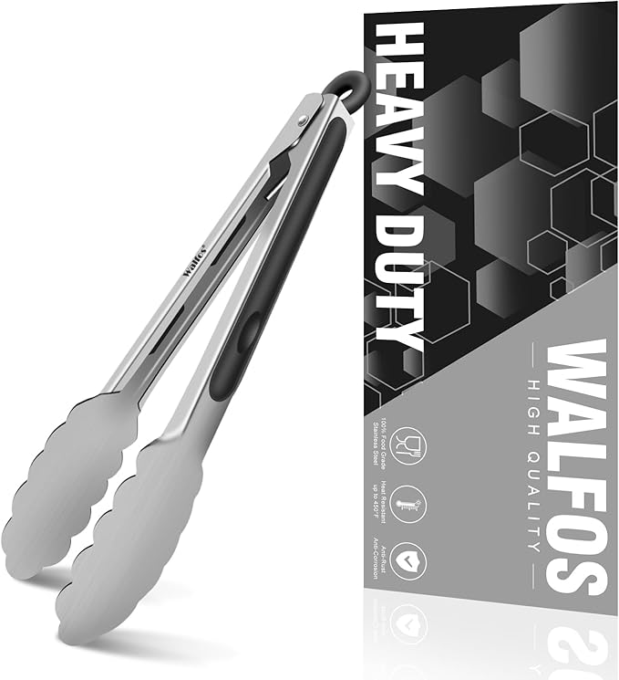 Walfos 7 inch Small Kitchen Tongs for Cooking, Mini Silicone Serving Tongs, Great for Cooking, Salad, Grilling, Pasta, Steaks, Vegetables