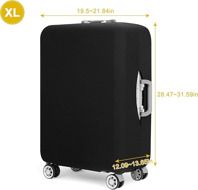 30 Inch PVC Luggage Protector Covers for TSA Approved Clear Suitcase Cover Protector Transparent Luggage Protective Cover Set (Black, Suitable for 30"-31")