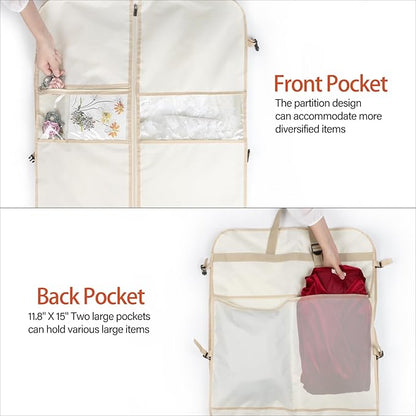 Zilink Wedding Dress Bag Long Garment Bag 72" Dress Bag for Traveling Trifold Bridal Garment Bag with Accessory Pockets and Adjustable Buckles for Wedding dress, Prom Evening Gown [Upgraded Version]
