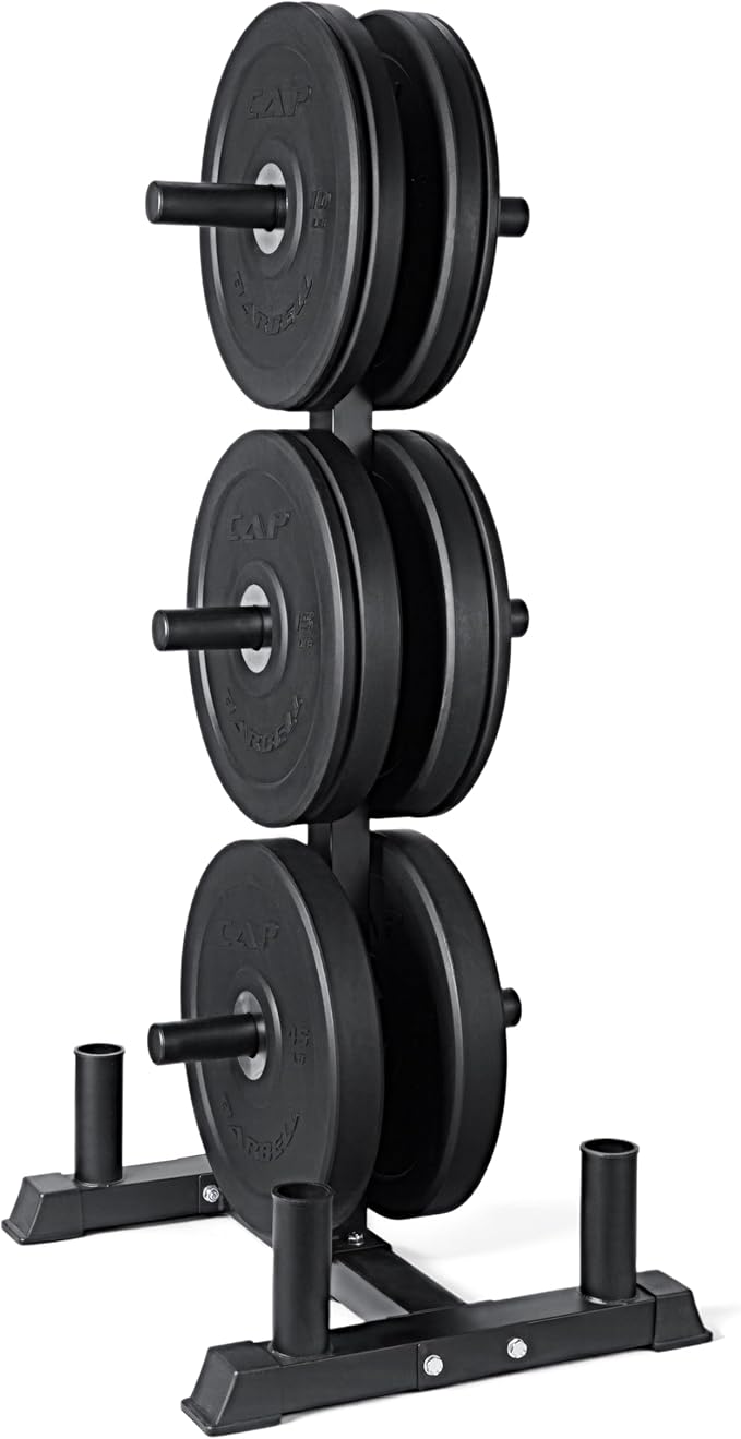 CAP Barbell 2-Inch Olympic Bumper Plate Weight Set with 6 Post Rack | 100-370 lbs | Multiple Options