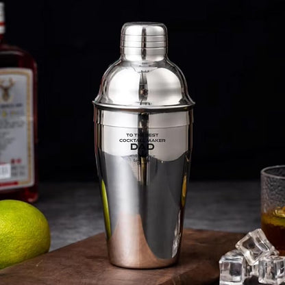 Custom Cocktail Shaker Bar Set 24oz - Custom Professional Stainless Steel Martini Mixer with Built-in Strainer, Measuring Jigger & Spoon - Engraved Drink Shaker Kit for Bartenders & Home Bars - Crown
