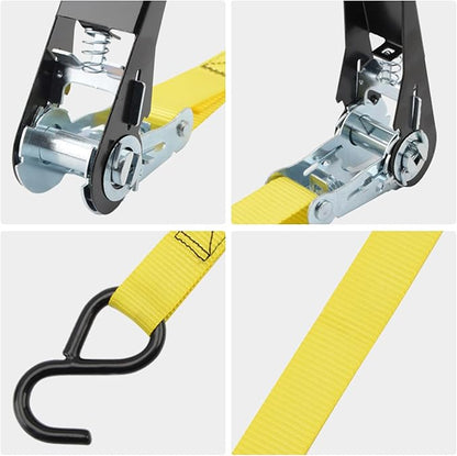 XSTRAP STANDARD Ratchet Tie Down Straps - 8PK - 1'' x 10 ft - 900 LB Break Strength Cargo Straps for Moving Appliances, Lawn Equipment, Motorcycle Yellow