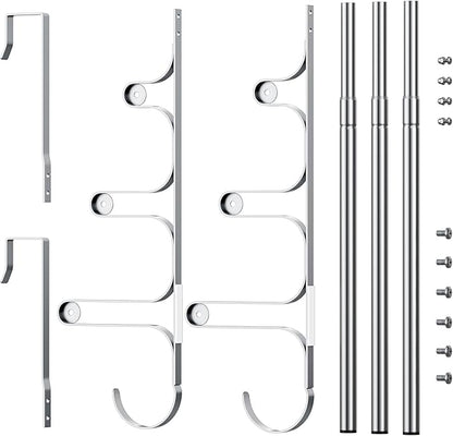 Over The Door Towel Rack, Over Door Towel Rack for Bathroom Door, Triple Towel Storage Holder with Hooks (Silver Gray, 17.32" L)