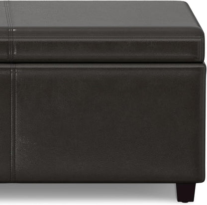 SIMPLIHOME Avalon 54 inch Wide Contemporary Rectangle Extra Large Storage Ottoman Bench in Tanners Brown Vegan Faux Leather, Assembled, for the Living Room, Entryway and Family Room