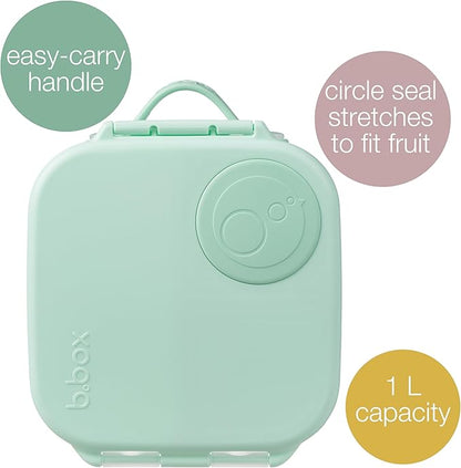 b.box Mini Lunch Box, Bento Box for Kids, Snack Container with 2 Leak Proof Compartments, Reusable Snack Containers with Lids, Kids Lunch Boxes Ages 3+, BPA Free, 4 1/4 Cup Capacity (Spearmint)
