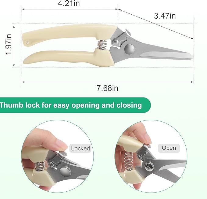 Premium garden shears, meperez pruning scissors gardening tools, pruners for flower, bushes, rose and fruit tree, use for florist, yard and orchard the plant clippers, sharp white steel anvil snips, 2