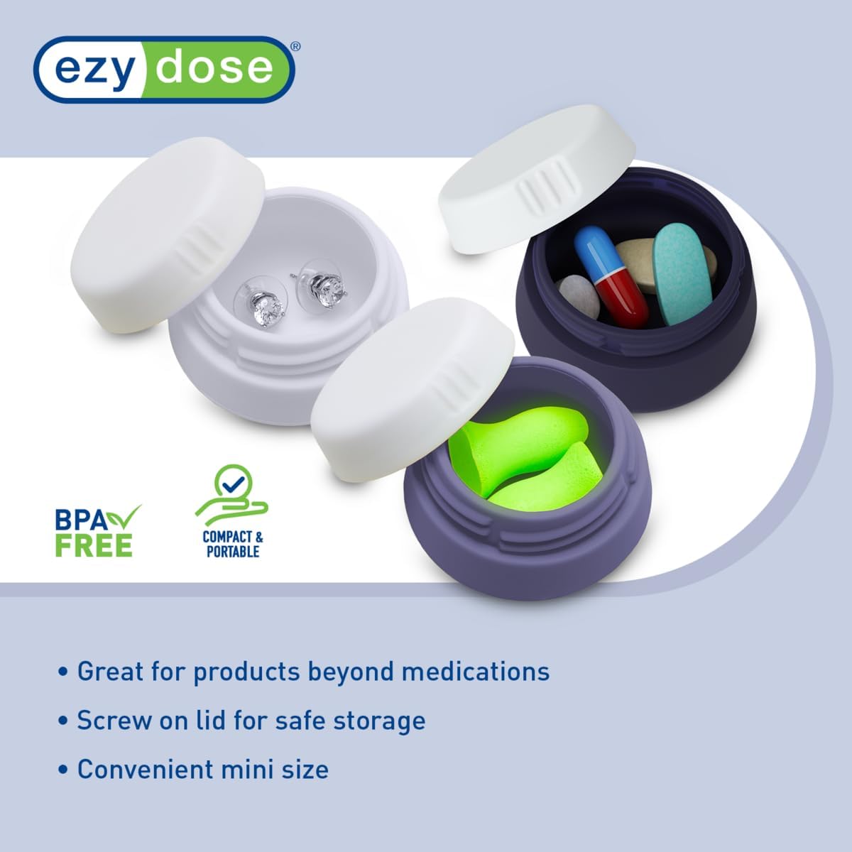 EZY DOSE Silicone Jar, Multi-Purpose Travel-Sized Container, Washable and Reusable, Versatile and Durable Container for Storage, Organizing and Preserving, Grayscale Colors, BPA Free, 3-Pack