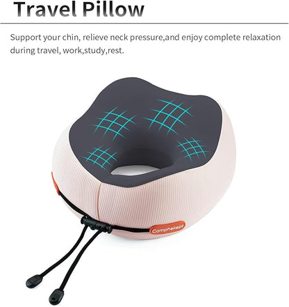 Thickened Travel Neck Pillow for Airplanes for Women, Adjustable Right Amount of Height 360° Support Memory Foam Neck Pillow, Portable Plane Pillow for Sleeping