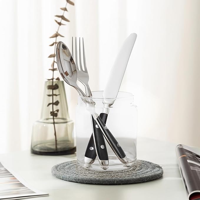 Retro 20-Piece Silverware Set, Stainless Steel Cutlery Set, Vintage Flatware Set with Black Bakelite Handle, Dishwasher Safe| Service for 4