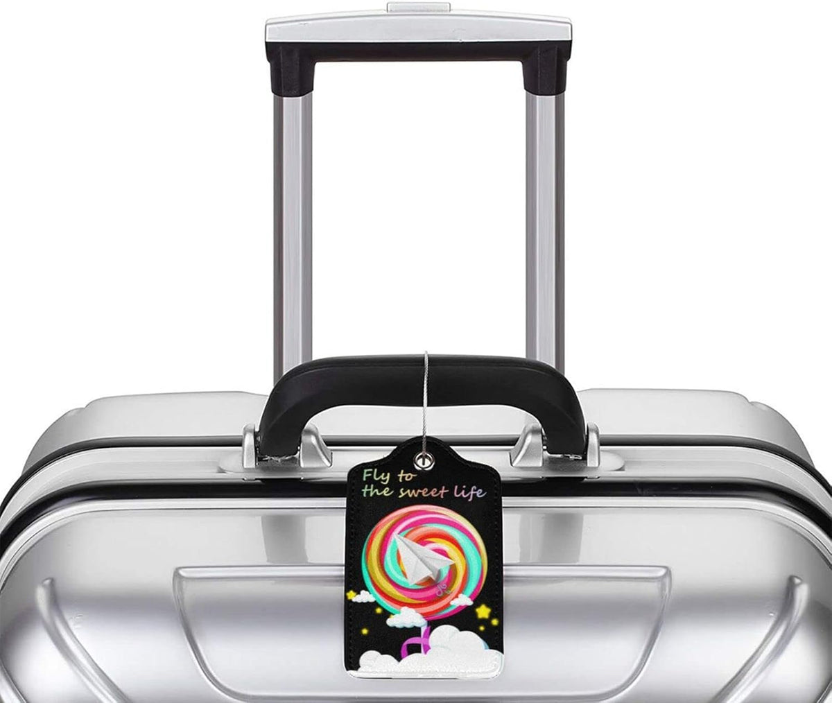 2 Pack Luggage Tag for Suitcase, Cute Unique Leather Suitcase Tags Identifiers with Privacy Name Address Labels & Durable Steel Loop for Women Men Travel