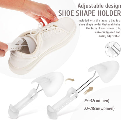 Mesh Shoe Laundry Bag with Stretcher for Washer and Dryer - Reusable Cleaning Bag Protects Shoes and Washing Machine, Ideal for Sneaker Cleaning and Storage