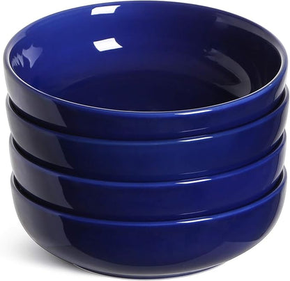LE TAUCI Pasta Bowls 45 oz, Salad Bowls Set for Serving Soup, Pasta, Noodle, Dinner, Large Kitchen Bowl Plates, Microwave Safe - 8.5 Inch, Set of 4, Blue