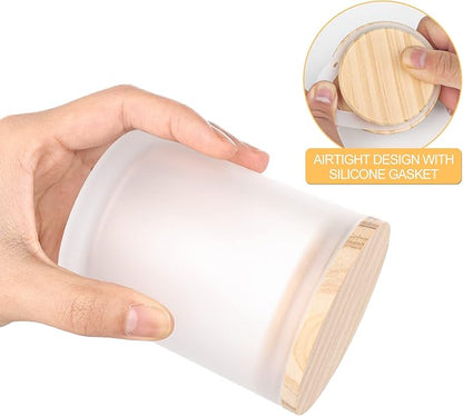 Thick Candle Jars for Making Candles 12 Pcs, 7 OZ Empty Jars with Wood Lids for Candle Making, Sample Container, Frosted White