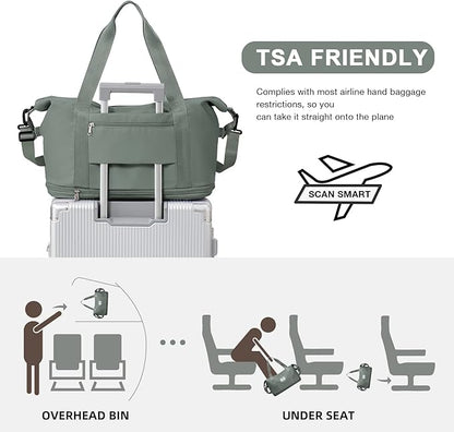 Travel Duffel Bag, Sports Tote Gym Bag, Shoulder Weekender Overnight Bag for Women