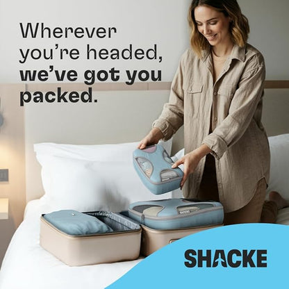 Shacke 6 Set Packing Cubes for Travel - Compression Packing Bags/Travel Organizer - Luggage Organizer Bags for Traveling - Travel Essentials for Women - Cruise Must Haves Packing List