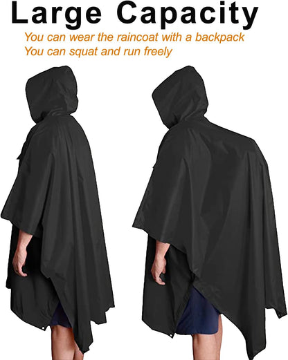 salamra Hooded Rain Poncho Waterproof Raincoat Jacket for Men/Women/Adults with Pocket