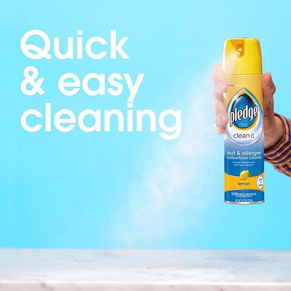 Pledge Dust & Allergen Multisurface Cleaner, Aerosol Spray, Lemon Scent, 9.7oz (Pack of 3)
