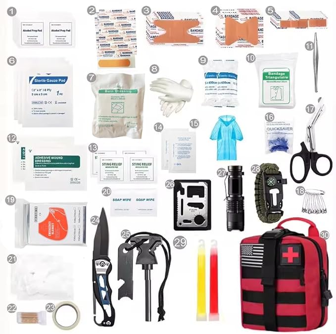 Outdoor Survival First Aid Kit Molle Pouch Survival Kit Gear Emergency Kits Bag for Camping Hunting Hiking Home Earthquake and Adventures