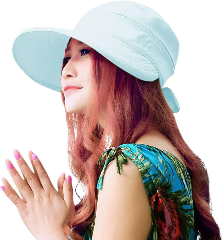 HINDAWI Sun Hats for Women with UV Protection Wide Brim Sun Hat Visor Summer Beach Outdoor Foldable Womens Cap