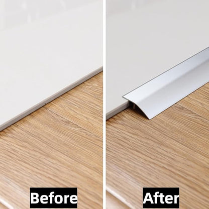 Gaahing Aluminum Floor Transition Threshold Strip, Bridge The Height Gap Between 0.2 to 0.5 inches for Doorway Ramp Tiles Laminate Planks (2Pcs x 35.4in x 1.7in, Matte Silver)
