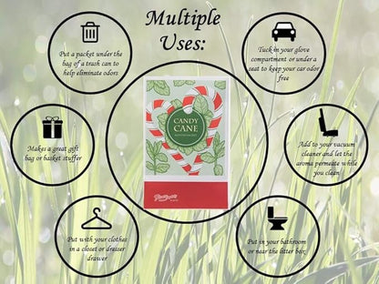 Floral Simplicity Candy Cane Scented Sachets Pack of 3, Fall & Winter - Long-Lasting Scented Bags, Home Fragrance, Air Freshener & Deodorizer for Closet, Room, Drawer, or Cars, Made in USA