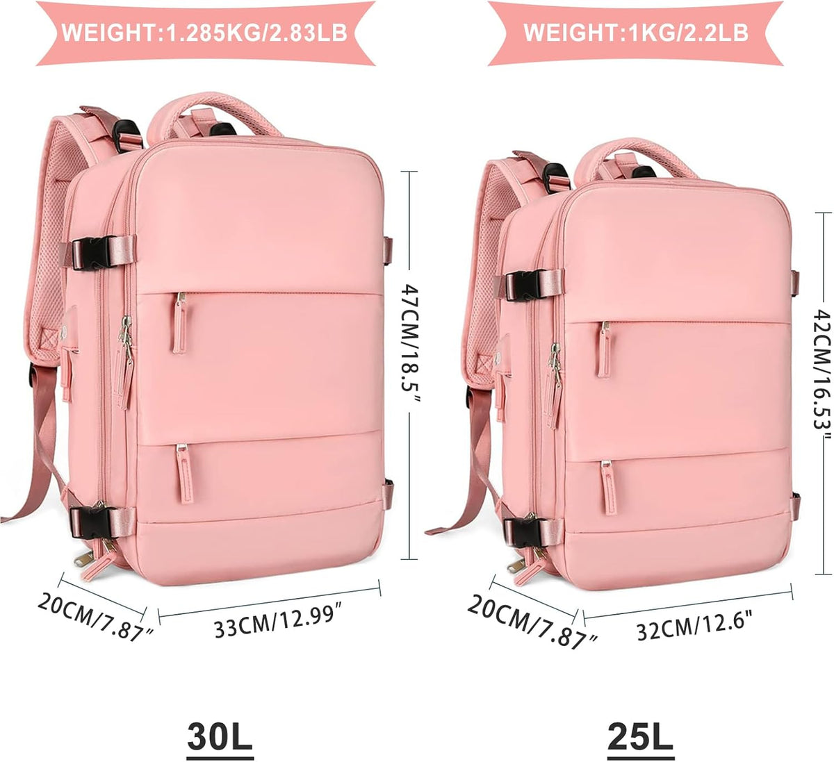 coowoz Large Travel Backpack For Women Men,Carry On Backpack Flight Approved,Hiking Backpack Waterproof Outdoor Sports Rucksack Casual Daypack Fit 15.6 Inch Laptop Shoes Compartment